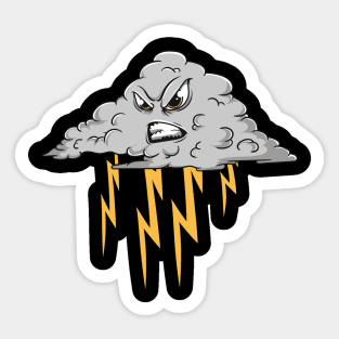 Angry Cloud Causing Lightning Thunderstorm Weather Sticker